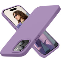 Cordking Designed for iPhone 15 Case,Silicone Ultra Slim Shockproof Protective Phone Case with [Soft Anti-Scratch Microfiber Lining], 6.1 inch, Light Purple