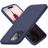 Cordking Designed for iPhone 15 Plus Case, Silicone Ultra Slim Shockproof Protective Phone Case with [Soft Anti-Scratch Microfiber Lining], 6.7 inch, Navy Blue