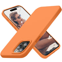 Cordking Designed for iPhone 15 Pro Max Case, Silicone Ultra Slim Shockproof Phone Case with [Soft Anti-Scratch Microfiber Lining], 6.7 inch, Kumquat