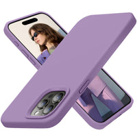 Cordking Designed for iPhone 15 Pro Max Case, Silicone Ultra Slim Shockproof Phone Case with [Soft Anti-Scratch Microfiber Lining], 6.7 inch, Light Purple