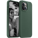 Cordking Designed for iPhone 15 Case,Silicone Ultra Slim Shockproof Protective Phone Case with [Soft Anti-Scratch Microfiber Lining], 6.1 inch, Alpine Green