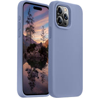 Cordking Designed for iPhone 15 Pro Max Case, Silicone Ultra Slim Shockproof Phone Case with [Soft Anti-Scratch Microfiber Lining], 6.7 inch, Lavender Gray