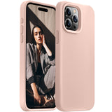 Cordking Designed for iPhone 15 Pro Case, Silicone Ultra Slim Shockproof Protective Phone Case with [Soft Anti-Scratch Microfiber Lining], 6.1 inch, Pinksand