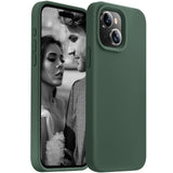 Cordking Designed for iPhone 15 Plus Case, Silicone Ultra Slim Shockproof Protective Phone Case with [Soft Anti-Scratch Microfiber Lining], 6.7 inch, Alpine Green