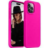 Cordking Case Compatible with 15 Pro Max Case, Silicone Ultra Slim Shockproof Protective Phone Case with [Soft Anti-Scratch Microfiber Lining], 6.7 inch, Hot Pink