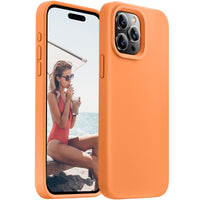 Cordking Designed for iPhone 15 Pro Max Case, Silicone Ultra Slim Shockproof Phone Case with [Soft Anti-Scratch Microfiber Lining], 6.7 inch, Kumquat