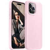 Cordking Designed for iPhone 15 Pro Max Case, Silicone Ultra Slim Shockproof Phone Case with [Soft Anti-Scratch Microfiber Lining], 6.7 inch, Chalk Pink