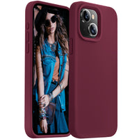 Cordking Designed for iPhone 15 Plus Case, Silicone Ultra Slim Shockproof Protective Phone Case with [Soft Anti-Scratch Microfiber Lining], 6.7 inch, Plum