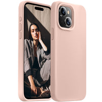 Cordking Designed for iPhone 15 Case,Silicone Ultra Slim Shockproof Protective Phone Case with [Soft Anti-Scratch Microfiber Lining], 6.1 inch, Pinksand