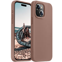 Cordking Designed for iPhone 15 Case,Silicone Ultra Slim Shockproof Protective Phone Case with [Soft Anti-Scratch Microfiber Lining], 6.1 inch, Light Brown