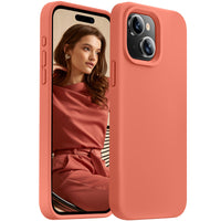 Cordking Compatible with iPhone 15 Plus Case, Silicone Ultra Slim Shockproof Protective Phone Case with [Soft Anti-Scratch Microfiber Lining], 6.7 inch, Pink Pomelo