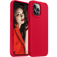Cordking Designed for iPhone 15 Pro Max Case, Silicone Ultra Slim Shockproof Phone Case with [Soft Anti-Scratch Microfiber Lining], 6.7 inch, Deep Red