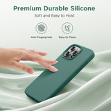 Cordking Designed for iPhone 15 Pro Case, Silicone Ultra Slim Shockproof Protective Phone Case with [Soft Anti-Scratch Microfiber Lining], 6.1 inch, Midnight Green