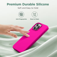 Cordking Case Compatible with 15 Pro Case, Silicone Ultra Slim Shockproof Protective Phone Case with [Soft Anti-Scratch Microfiber Lining], 6.1 inch, Hot Pink