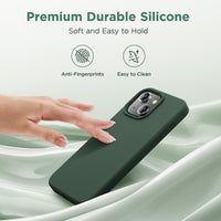 Cordking Designed for iPhone 15 Case,Silicone Ultra Slim Shockproof Protective Phone Case with [Soft Anti-Scratch Microfiber Lining], 6.1 inch, Alpine Green