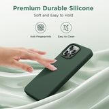 Cordking Designed for iPhone 15 Pro Max Case, Silicone Ultra Slim Shockproof Phone Case with [Soft Anti-Scratch Microfiber Lining], 6.7 inch, Alpine Green