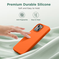 Cordking Compatible with iPhone 15 Plus Case, Silicone Ultra Slim Shockproof Protective Phone Case with [Soft Anti-Scratch Microfiber Lining], 6.7 inch, Neon Orange