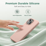 Cordking Designed for iPhone 15 Plus Case, Silicone Ultra Slim Shockproof Protective Phone Case with [Soft Anti-Scratch Microfiber Lining], 6.7 inch, Pinksand