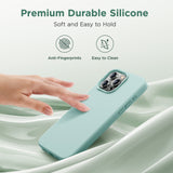 Cordking Designed for iPhone 15 Pro Case, Silicone Ultra Slim Shockproof Protective Phone Case with [Soft Anti-Scratch Microfiber Lining], 6.1 inch, Mint Green