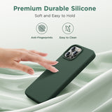 Cordking Designed for iPhone 15 Pro Case, Silicone Ultra Slim Shockproof Protective Phone Case with [Soft Anti-Scratch Microfiber Lining], 6.1 inch, Alpine Green