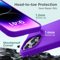 Cordking Designed for iPhone 15 Pro Max Case, Silicone Ultra Slim Shockproof Phone Case with [Soft Anti-Scratch Microfiber Lining], 6.7 inch, Neon Purple