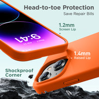 Cordking Compatible with iPhone 15 Plus Case, Silicone Ultra Slim Shockproof Protective Phone Case with [Soft Anti-Scratch Microfiber Lining], 6.7 inch, Neon Orange