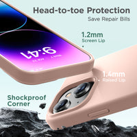 Cordking Designed for iPhone 15 Case,Silicone Ultra Slim Shockproof Protective Phone Case with [Soft Anti-Scratch Microfiber Lining], 6.1 inch, Pinksand