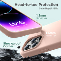 Cordking Designed for iPhone 15 Pro Case, Silicone Ultra Slim Shockproof Protective Phone Case with [Soft Anti-Scratch Microfiber Lining], 6.1 inch, Pinksand