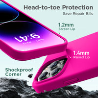 Cordking Case Compatible with 15 Pro Case, Silicone Ultra Slim Shockproof Protective Phone Case with [Soft Anti-Scratch Microfiber Lining], 6.1 inch, Hot Pink