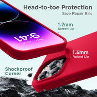 Cordking Designed for iPhone 15 Pro Case, Silicone Ultra Slim Shockproof Protective Phone Case with [Soft Anti-Scratch Microfiber Lining], 6.1 inch, Deep Red