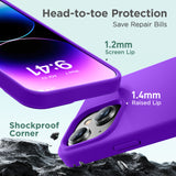 Cordking Designed for iPhone 15 Case,Silicone Ultra Slim Shockproof Protective Phone Case with [Soft Anti-Scratch Microfiber Lining], 6.1 inch, Neon Purple