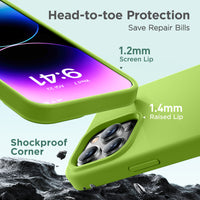 Cordking Designed for iPhone 15 Pro Max Case, Silicone Ultra Slim Shockproof Phone Case with [Soft Anti-Scratch Microfiber Lining], 6.7 inch, Sprout Green