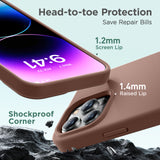 Cordking Designed for iPhone 15 Pro Max Case, Silicone Ultra Slim Shockproof Phone Case with [Soft Anti-Scratch Microfiber Lining], 6.7 inch, Light Brown