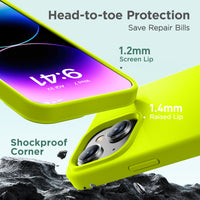 Cordking Designed for iPhone 15 Plus Case, Silicone Ultra Slim Shockproof Protective Phone Case with [Soft Anti-Scratch Microfiber Lining], 6.7 inch, Fluorescent Green