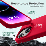 Cordking Designed for iPhone 15 Plus Case, Silicone Ultra Slim Shockproof Protective Phone Case with [Soft Anti-Scratch Microfiber Lining], 6.7 inch, Deep Red