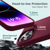 Cordking Designed for iPhone 15 Pro Case, Silicone Ultra Slim Shockproof Protective Phone Case with [Soft Anti-Scratch Microfiber Lining], 6.1 inch, Plum