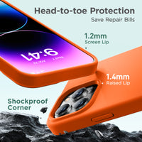 Cordking Designed for iPhone 15 Pro Case, Silicone Ultra Slim Shockproof Protective Phone Case with [Soft Anti-Scratch Microfiber Lining], 6.1 inch, Neon Orange