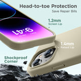 Cordking Designed for iPhone 15 Case,Silicone Ultra Slim Shockproof Protective Phone Case with [Soft Anti-Scratch Microfiber Lining], 6.1 inch, Khaki