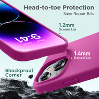 Cordking Designed for iPhone 15 Plus Case, Silicone Ultra Slim Shockproof Protective Phone Case with [Soft Anti-Scratch Microfiber Lining], 6.7 inch, Shocking Pink