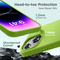 Cordking Designed for iPhone 15 Case,Silicone Ultra Slim Shockproof Protective Phone Case with [Soft Anti-Scratch Microfiber Lining], 6.1 inch, Sprout Green