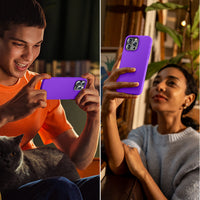 Cordking Designed for iPhone 15 Pro Max Case, Silicone Ultra Slim Shockproof Phone Case with [Soft Anti-Scratch Microfiber Lining], 6.7 inch, Neon Purple