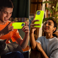 Cordking Designed for iPhone 15 Plus Case, Silicone Ultra Slim Shockproof Protective Phone Case with [Soft Anti-Scratch Microfiber Lining], 6.7 inch, Fluorescent Green