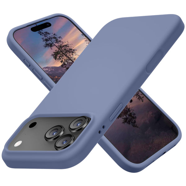 Cordking for iPhone 17 Pro Case, Silicone Ultra Slim Shockproof Protective Phone Case with [Soft Anti-Scratch Microfiber Lining], 6.3 inch, Lavender Gray