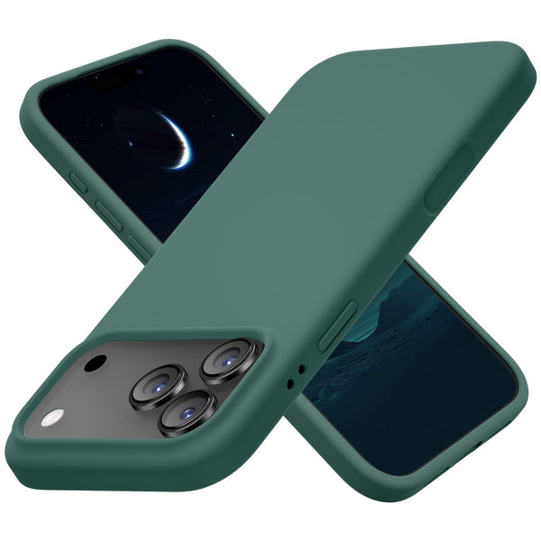 Cordking for iPhone 17 Pro Case, Silicone Ultra Slim Shockproof Protective Phone Case with [Soft Anti-Scratch Microfiber Lining], 6.3 inch, Midnight Green