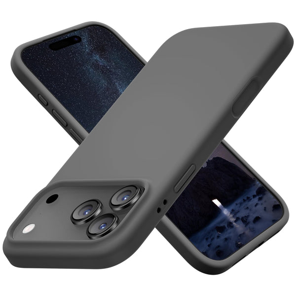 Cordking for iPhone 17 Pro Case, Silicone Ultra Slim Shockproof Protective Phone Case with [Soft Anti-Scratch Microfiber Lining], 6.3 inch, Space Gray