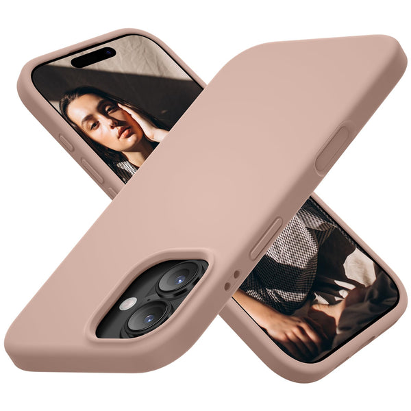 Cordking for iPhone 17 Case, Silicone Ultra Slim Shockproof Protective Phone Case with [Soft Anti-Scratch Microfiber Lining], 6.3 inch, Pinksand