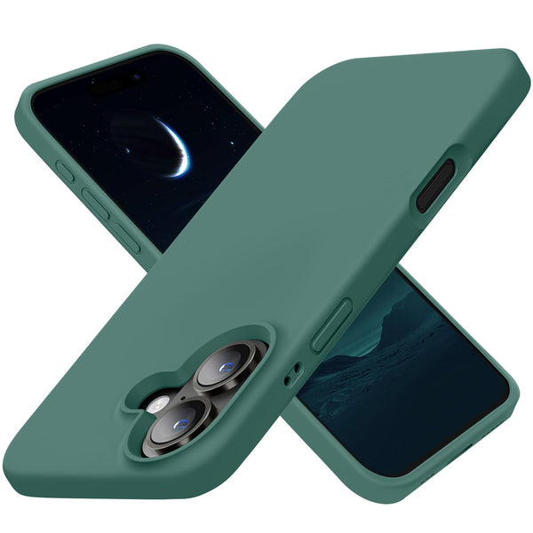 Cordking Designed for iPhone 16 Plus Case, Silicone Ultra Slim Shockproof Protective Phone Case with [Soft Anti-Scratch Microfiber Lining], 6.7 inch, Midnight Green