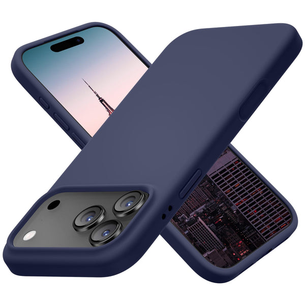 Cordking for iPhone 17 Pro Case, Silicone Ultra Slim Shockproof Protective Phone Case with [Soft Anti-Scratch Microfiber Lining], 6.3 inch, Navy Blue