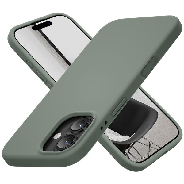 Cordking for iPhone 17 Case, Silicone Ultra Slim Shockproof Protective Phone Case with [Soft Anti-Scratch Microfiber Lining], 6.3 inch, Calke Green