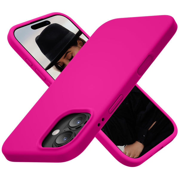 Cordking for iPhone 17 Case, Silicone Ultra Slim Shockproof Protective Phone Case with [Soft Anti-Scratch Microfiber Lining], 6.3 inch, Hot Pink